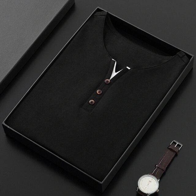 Camiseta West Louis™ Tres Botones Manga Corta Elegancia Casual Para Ti